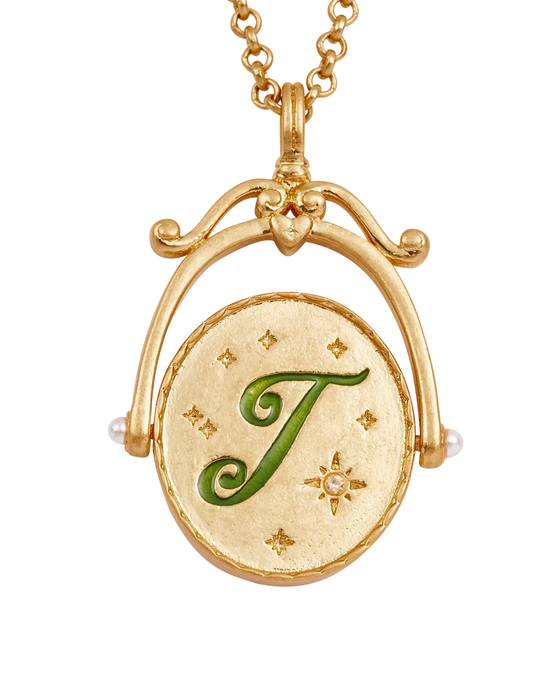 J Initial Jasmine Gold Spinner Necklace