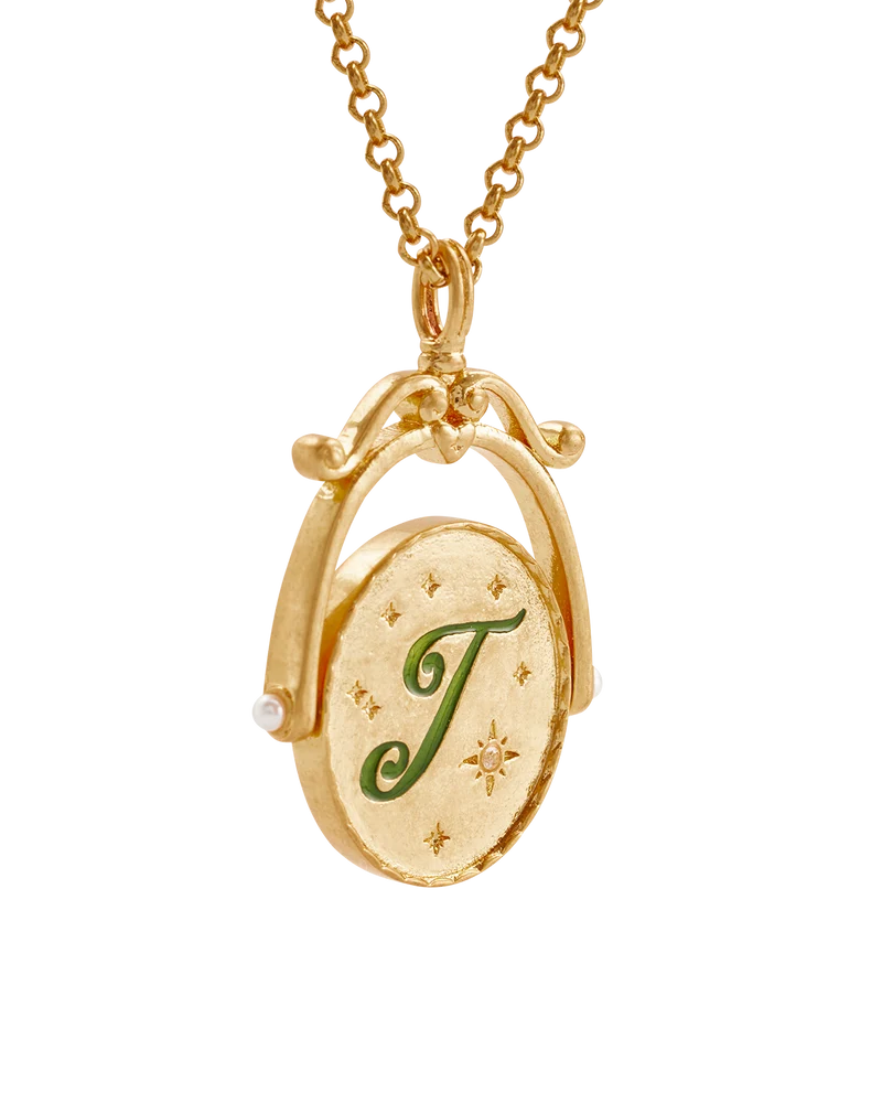 J Initial Jasmine Gold Spinner Necklace