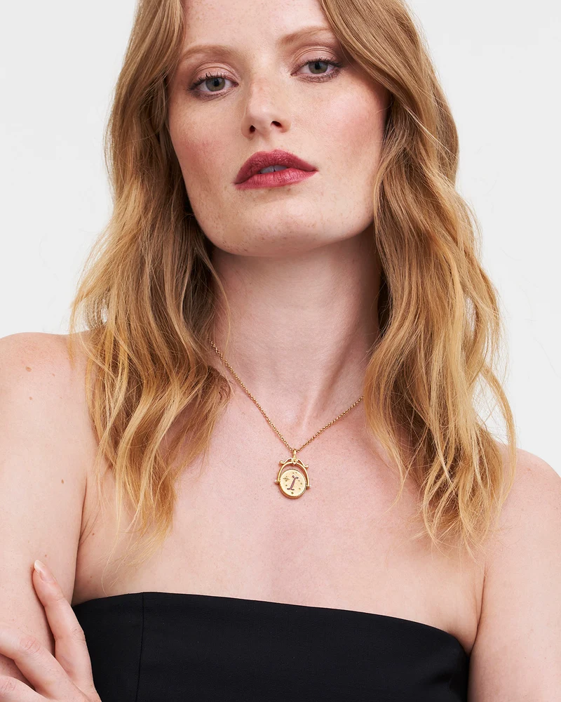 I Initial Iris Gold Spinner Necklace