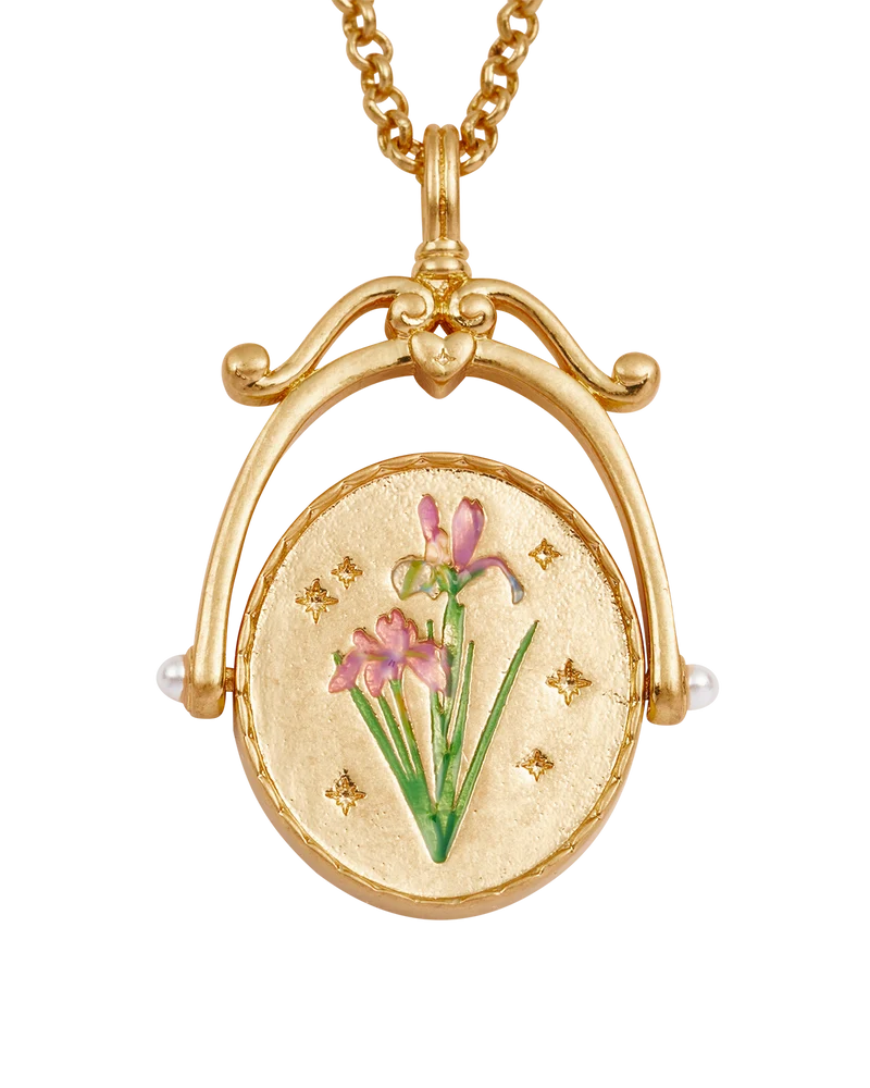 I Initial Iris Gold Spinner Necklace
