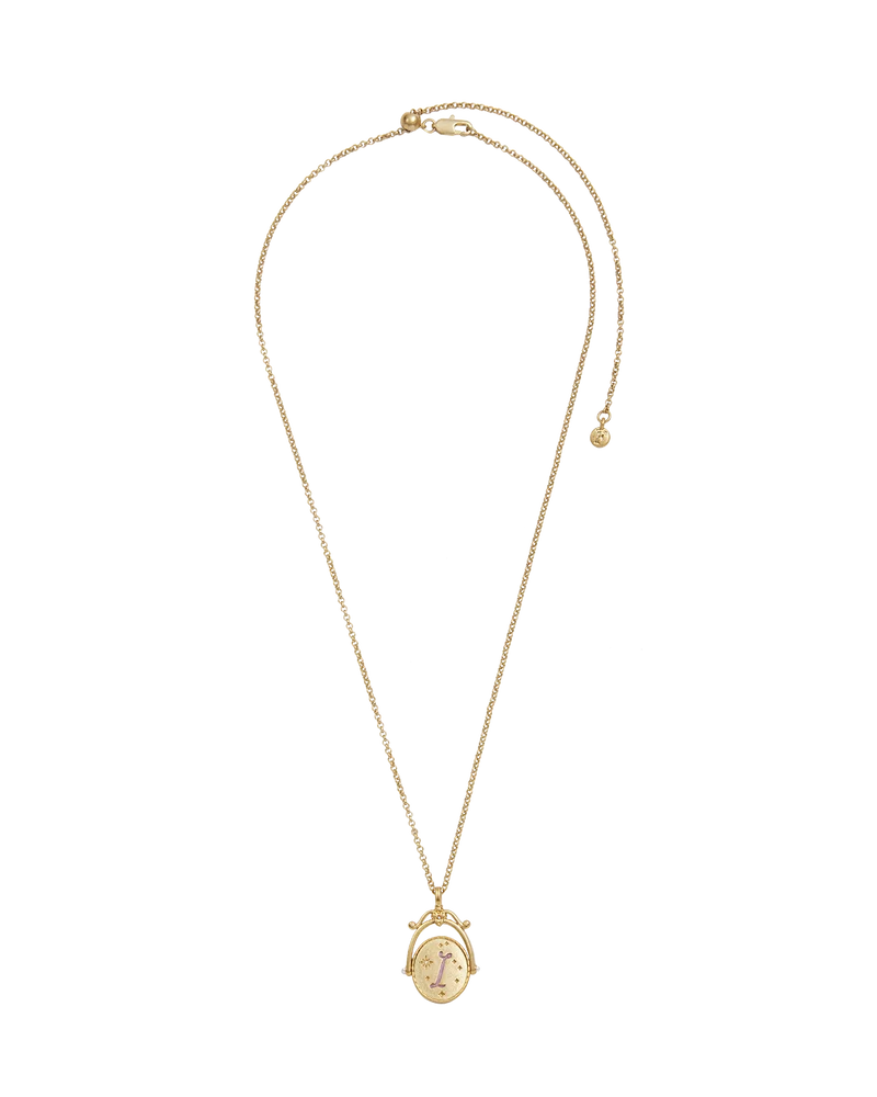 I Initial Iris Gold Spinner Necklace