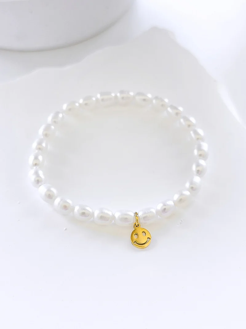 Süßwasserperlen Armband mit Smiley