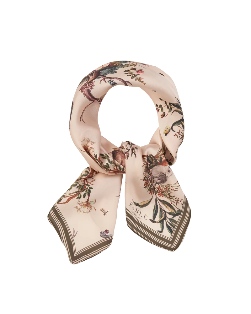 Toile de Jouy Square Scarf in Olive Green