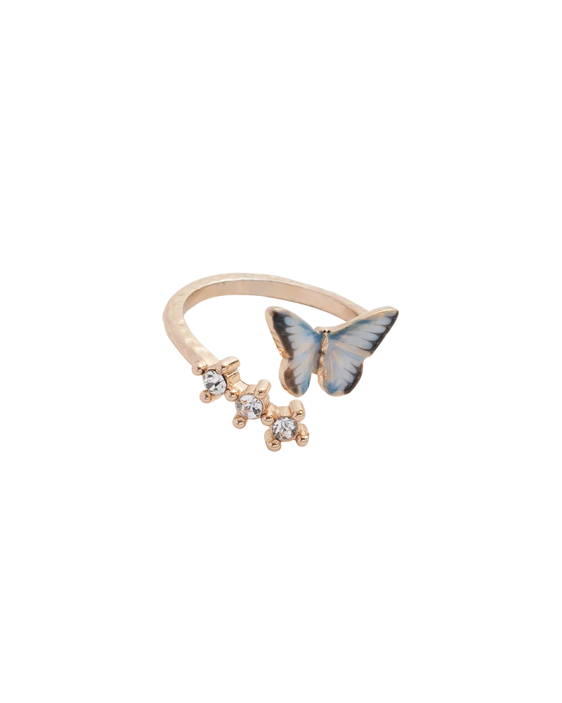 Enamel Blue Butterfly Ring