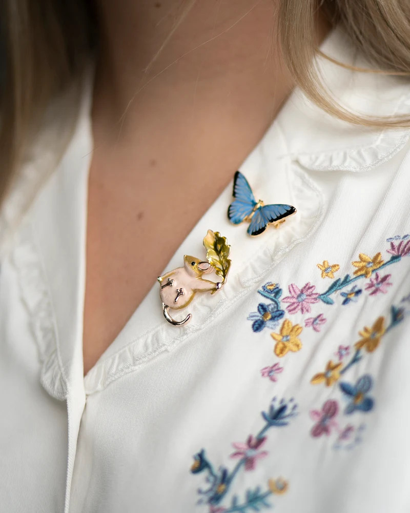Enamel Blue Butterfly Brooch