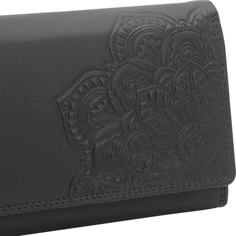 MANDALA Damen Geldbörse Leder mit RFID
