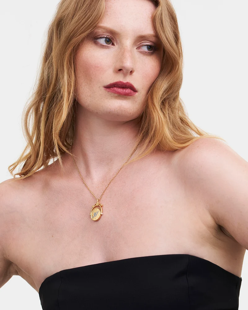 H Initial Hydrangea Gold Spinner Necklace