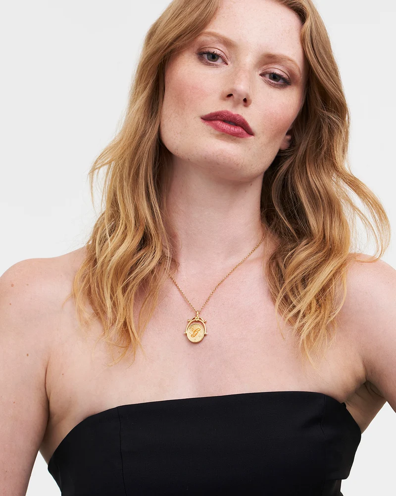 G Initial Gerbera Gold Spinner Necklace