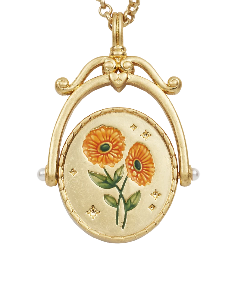 G Initial Gerbera Gold Spinner Necklace