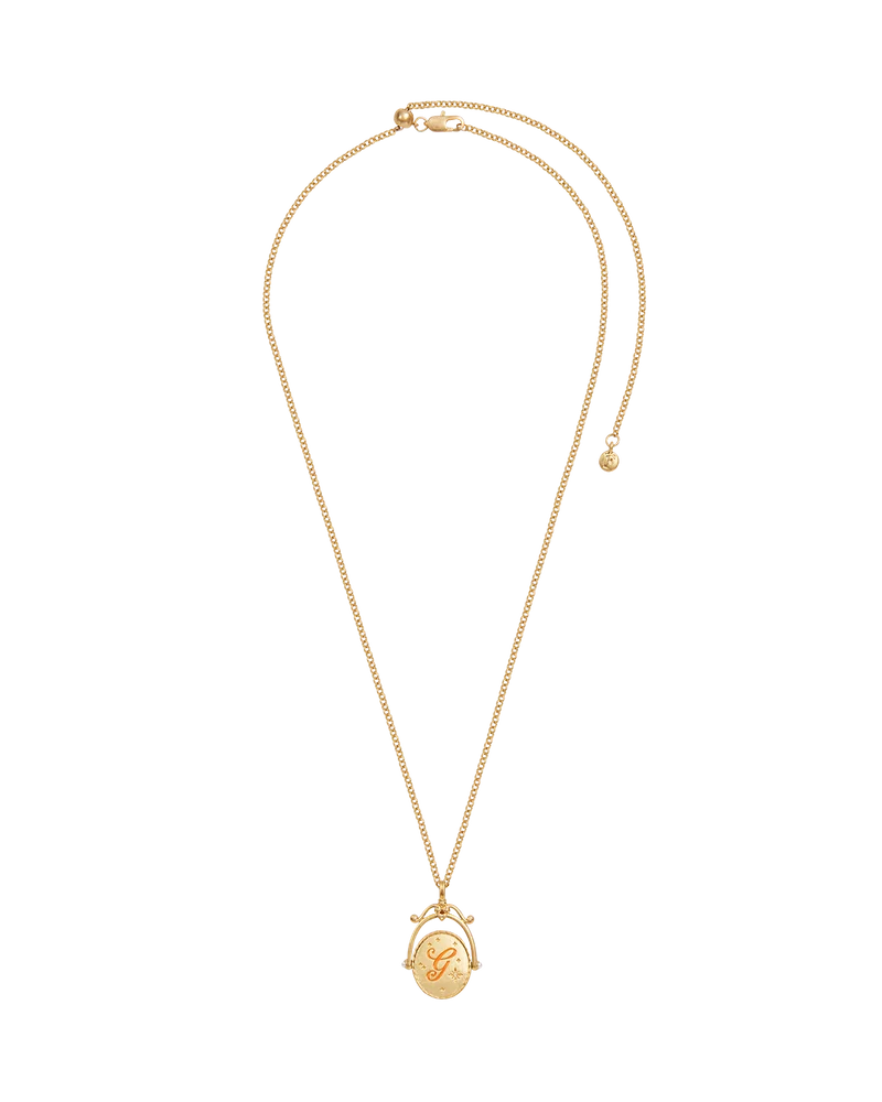 G Initial Gerbera Gold Spinner Necklace