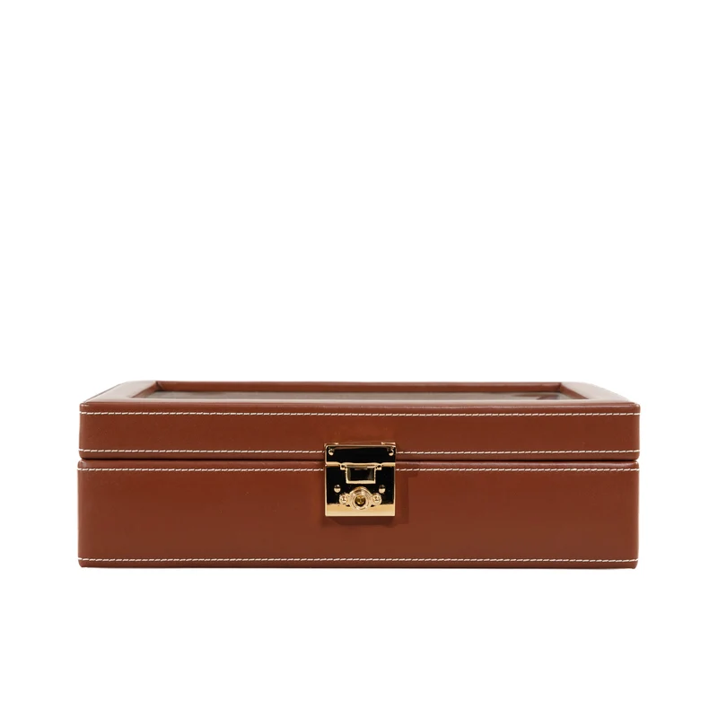 CORDOBA Uhrenbox für 10 Uhren aus Leder mit Glas