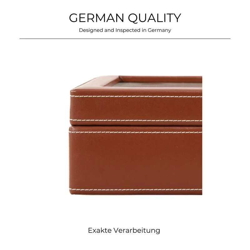 CORDOBA Uhrenbox für 10 Uhren aus Leder mit Glas