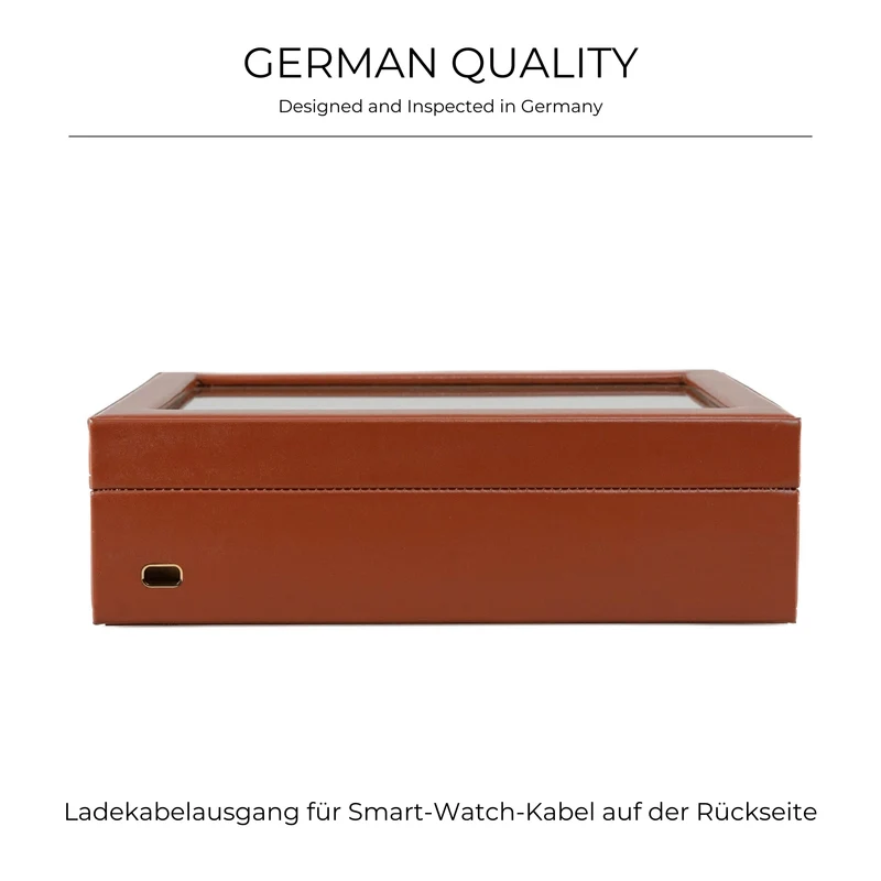 CORDOBA Uhrenbox für 10 Uhren aus Leder mit Glas