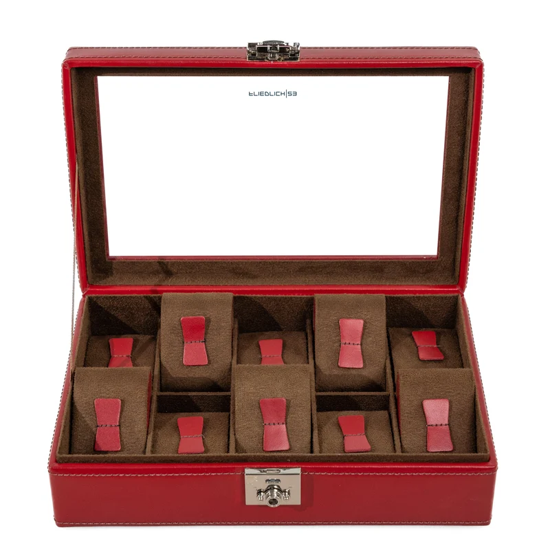 CORDOBA Uhrenbox für 10 Uhren aus Leder mit Glas