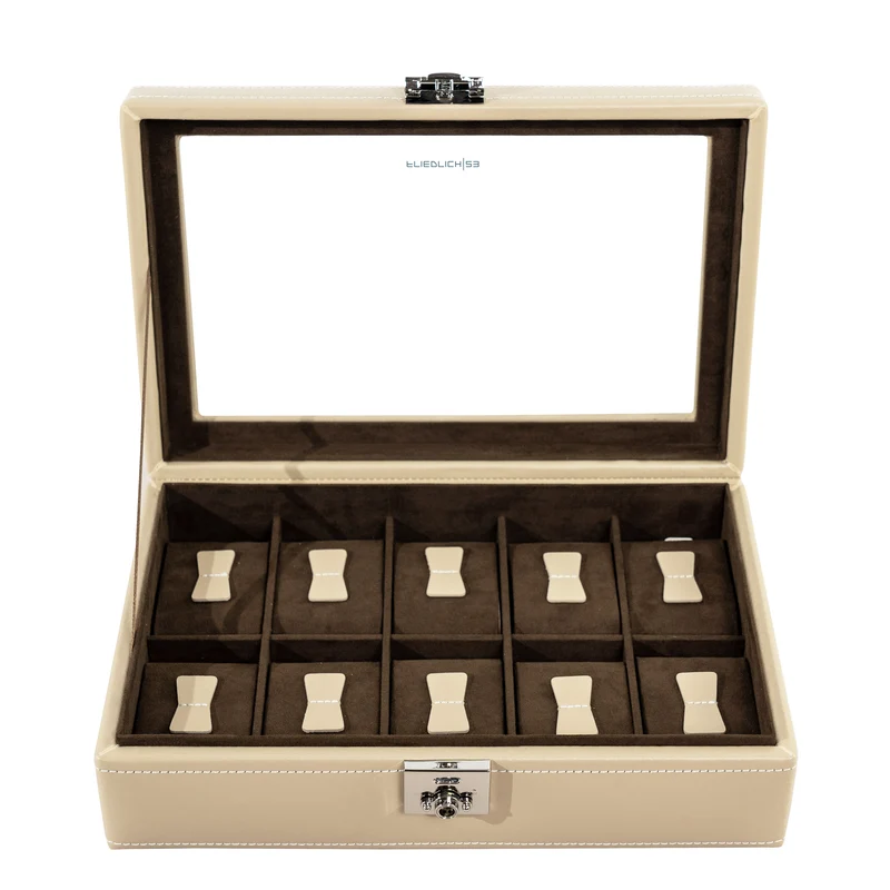 CORDOBA Uhrenbox für 10 Uhren aus Leder mit Glas