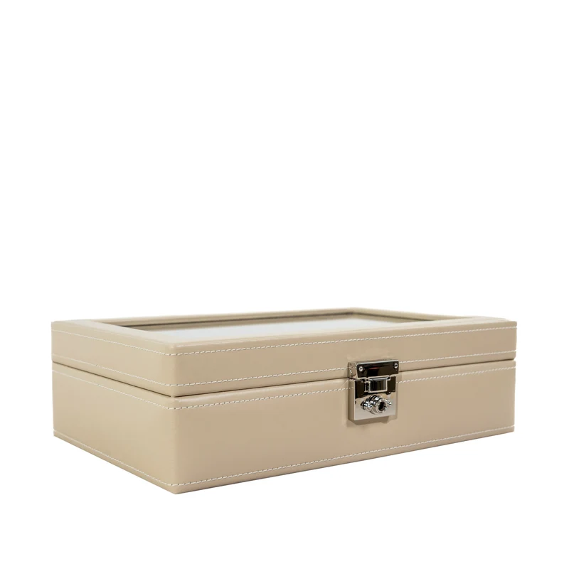 CORDOBA Uhrenbox für 10 Uhren aus Leder mit Glas