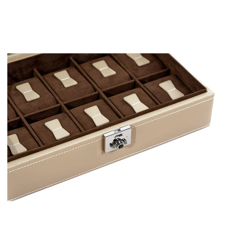 CORDOBA Uhrenbox für 10 Uhren aus Leder mit Glas