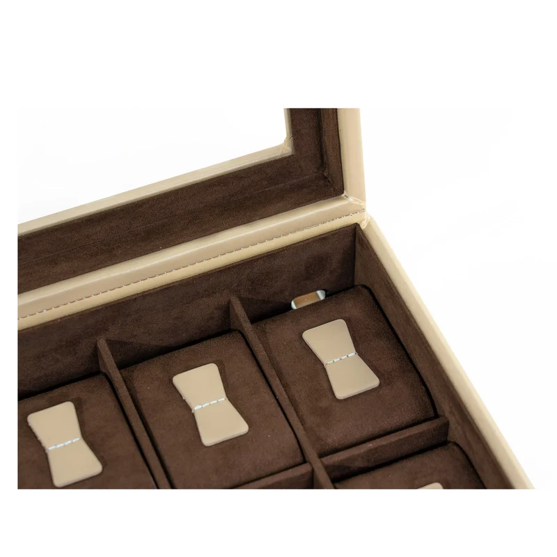 CORDOBA Uhrenbox für 10 Uhren aus Leder mit Glas