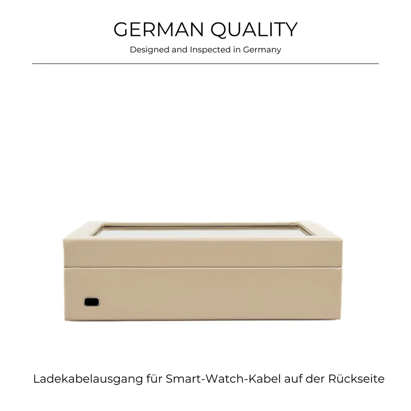 CORDOBA Uhrenbox für 10 Uhren aus Leder mit Glas
