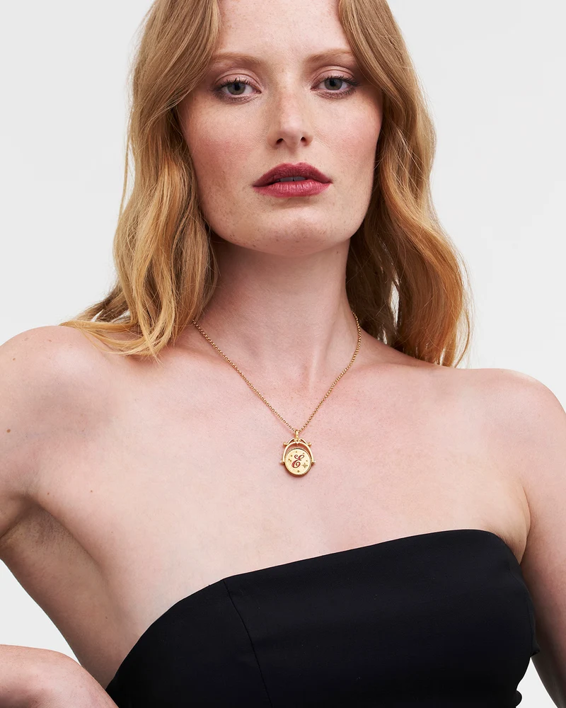 E Initial Echinacea Gold Spinner Necklace