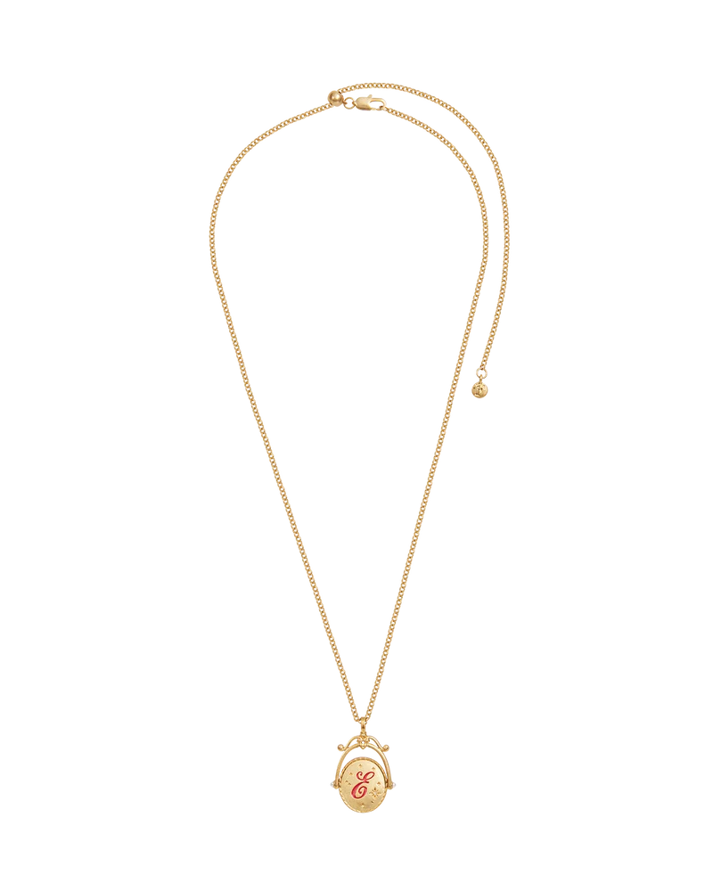 E Initial Echinacea Gold Spinner Necklace