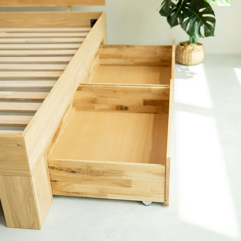 Bett mit Stauraum aus massiver Eiche UPPSALA | NordicStory
