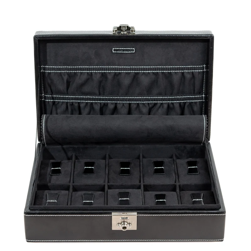 LONDON Uhrenbox für 10 Uhren aus Leder