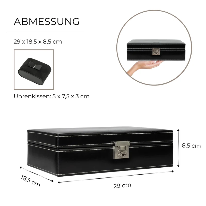 LONDON Uhrenbox für 10 Uhren aus Leder