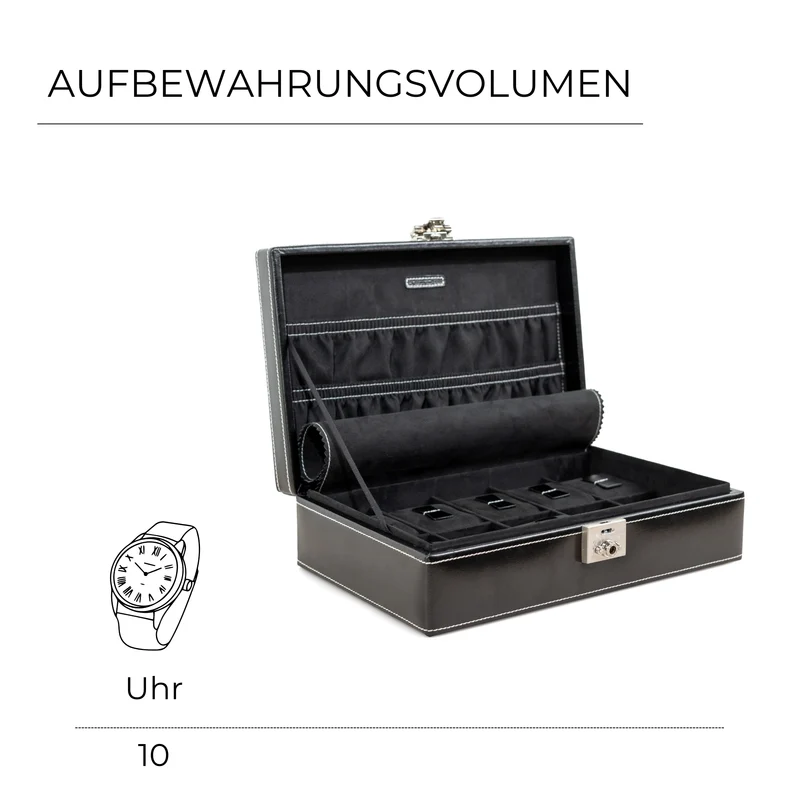 LONDON Uhrenbox für 10 Uhren aus Leder