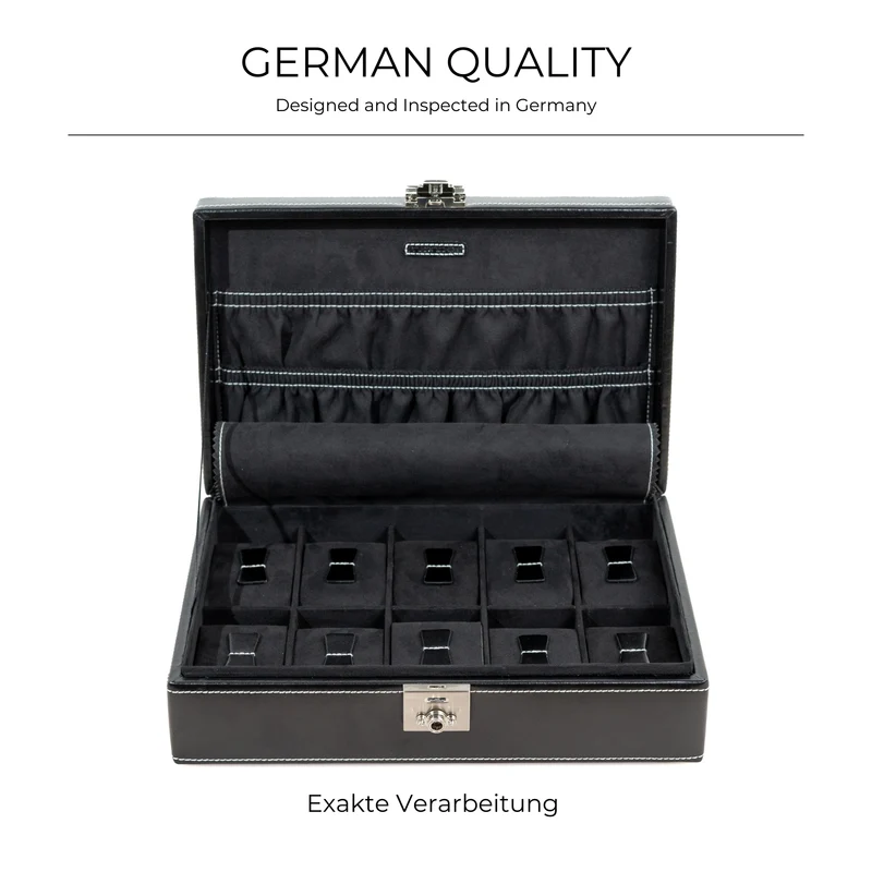 LONDON Uhrenbox für 10 Uhren aus Leder
