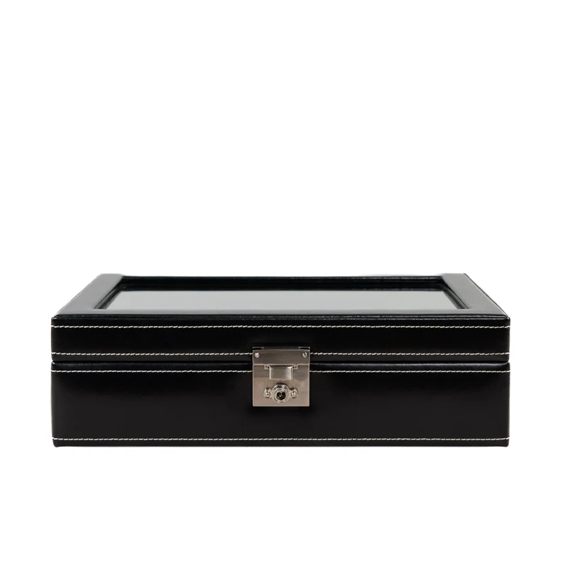 LONDON Uhrenbox für 10 Uhren aus Leder mit Glas