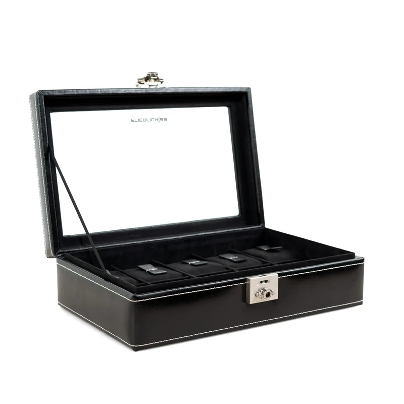 LONDON Uhrenbox für 10 Uhren aus Leder mit Glas