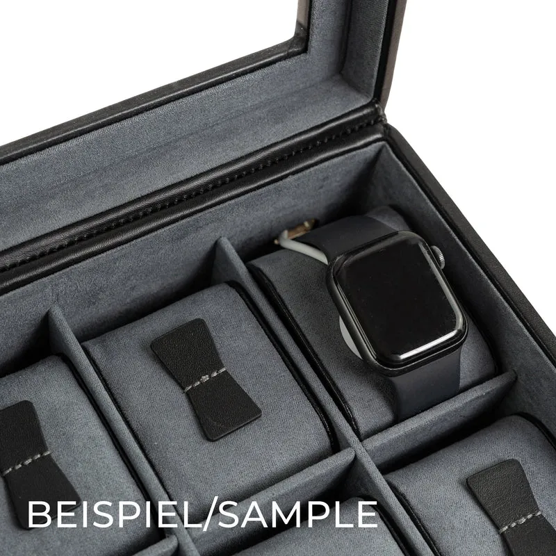 LONDON Uhrenbox für 10 Uhren aus Leder mit Glas