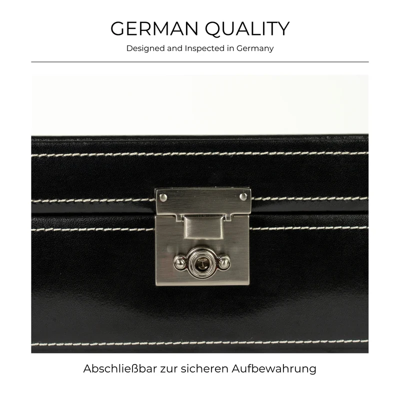 LONDON Uhrenbox für 10 Uhren aus Leder mit Glas