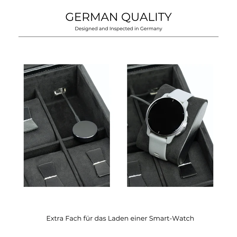 LONDON Uhrenbox für 10 Uhren aus Leder mit Glas