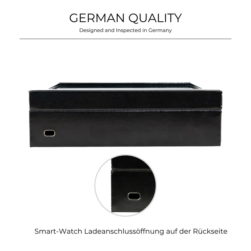 LONDON Uhrenbox für 10 Uhren aus Leder mit Glas