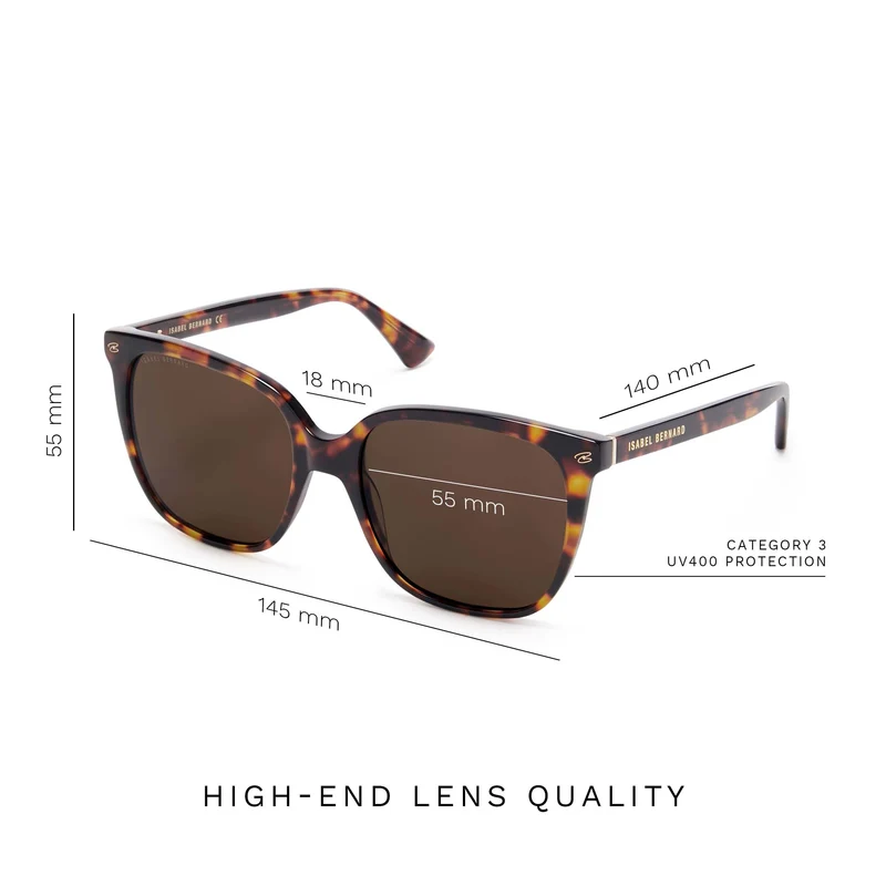 Isabel Bernard La Villette Raison Braun Tortoise Quadratisch Sonnenbrille IB400007-14-14