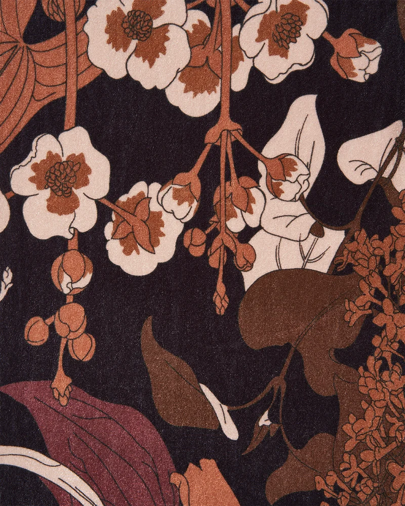 Deco Blooms Velvet Scarf in Black