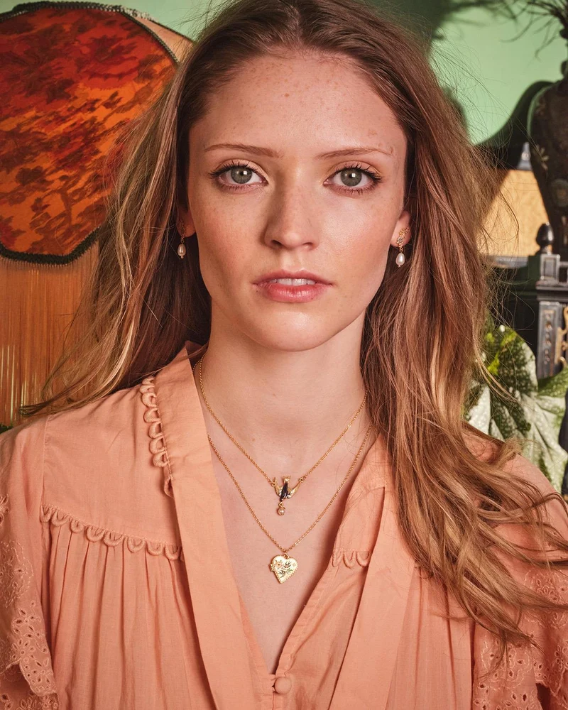 Swallow Heart Locket Chain Necklace