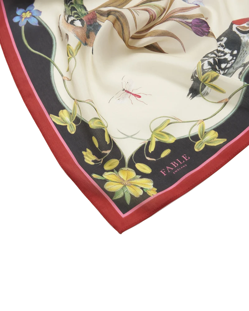 Wonderland Scene Square Scarf in Ivory