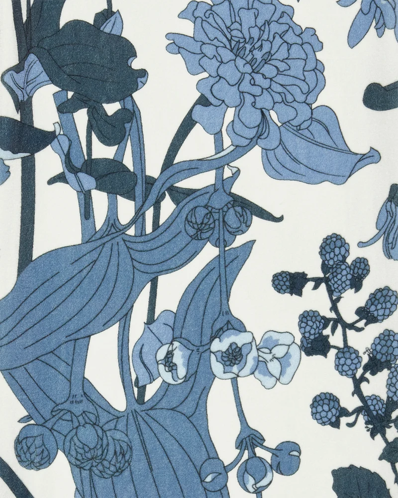 Deco Blooms Velvet Scarf in Blue