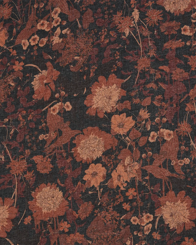 Deco Blooms Lightweight Scarf in Brown