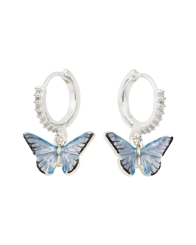 Blue Butterfly Silver Earrings