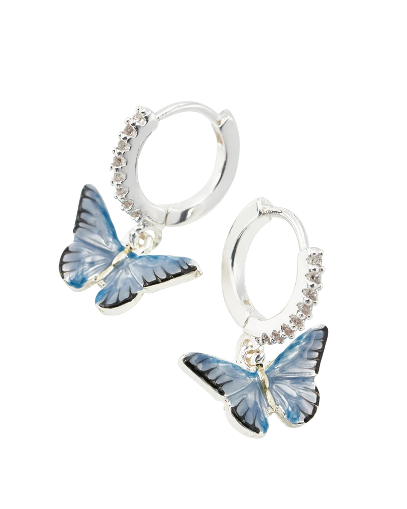 Blue Butterfly Silver Earrings