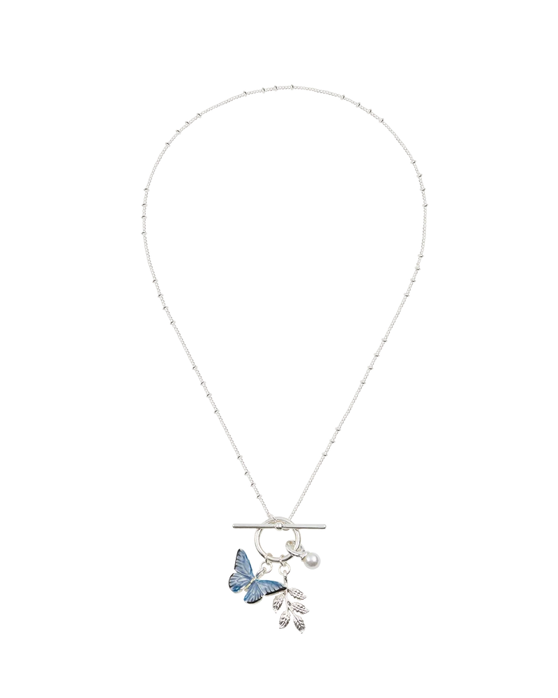 Blue Butterfly Silver Necklace