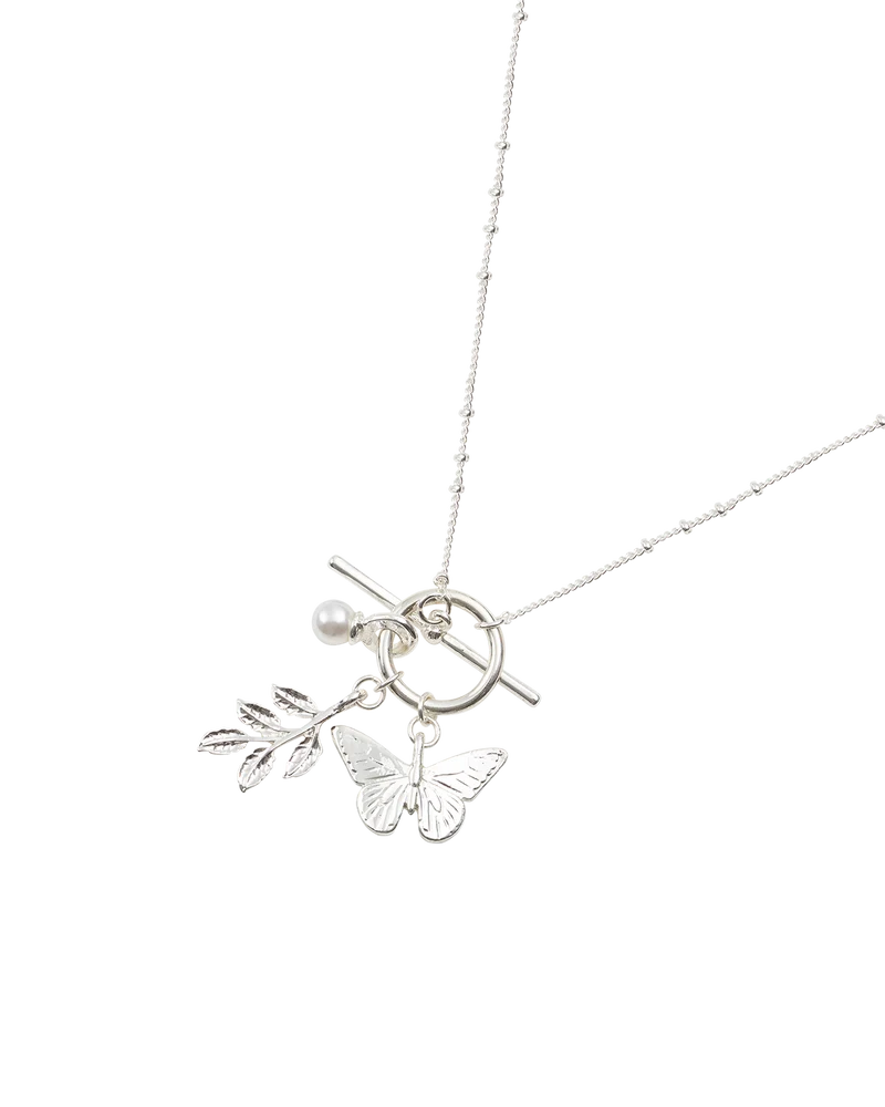 Blue Butterfly Silver Necklace