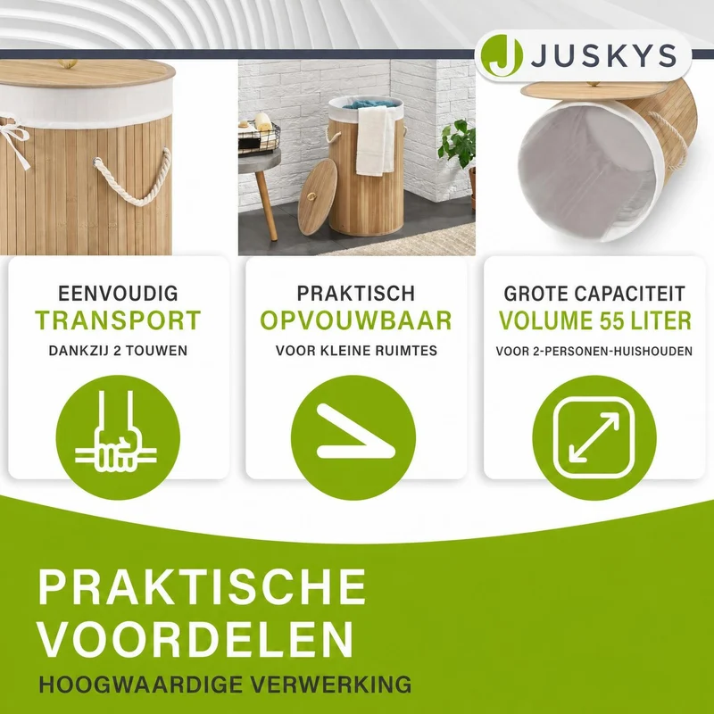 Bambus Wäschekorb Curly-Round