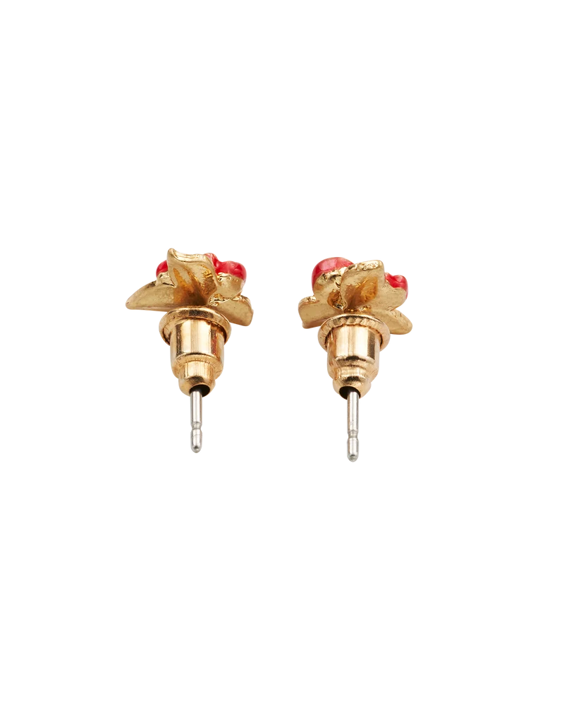 Gold English Rose Stud Earrings
