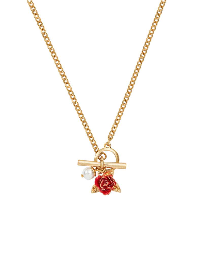 English Rose Pearl Toggle Gold-Plated Necklace