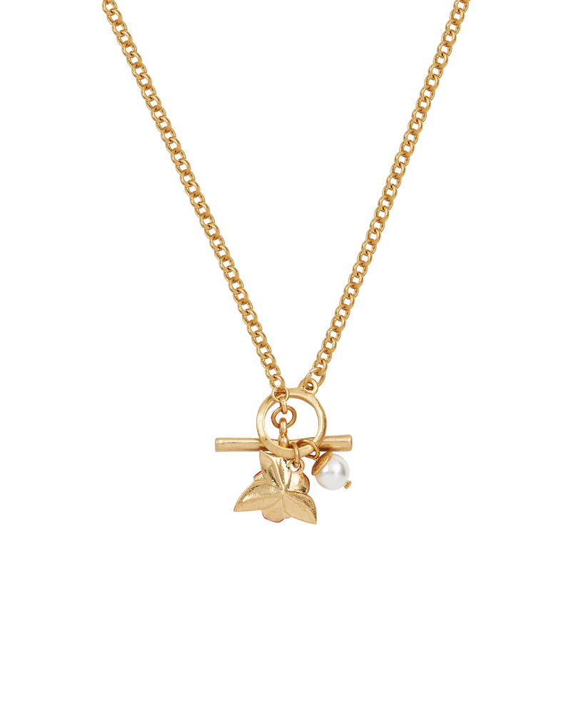 English Rose Pearl Toggle Gold-Plated Necklace